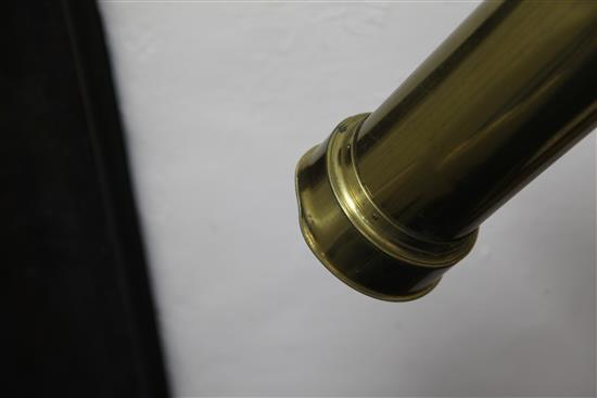 A large 19th century brass telescope, 46in.